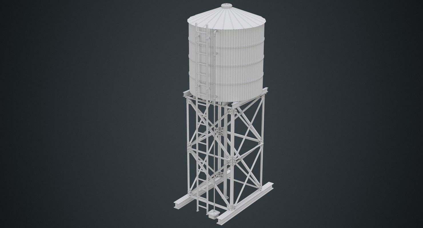 Water Tank 1A Low-poly 3D model_7