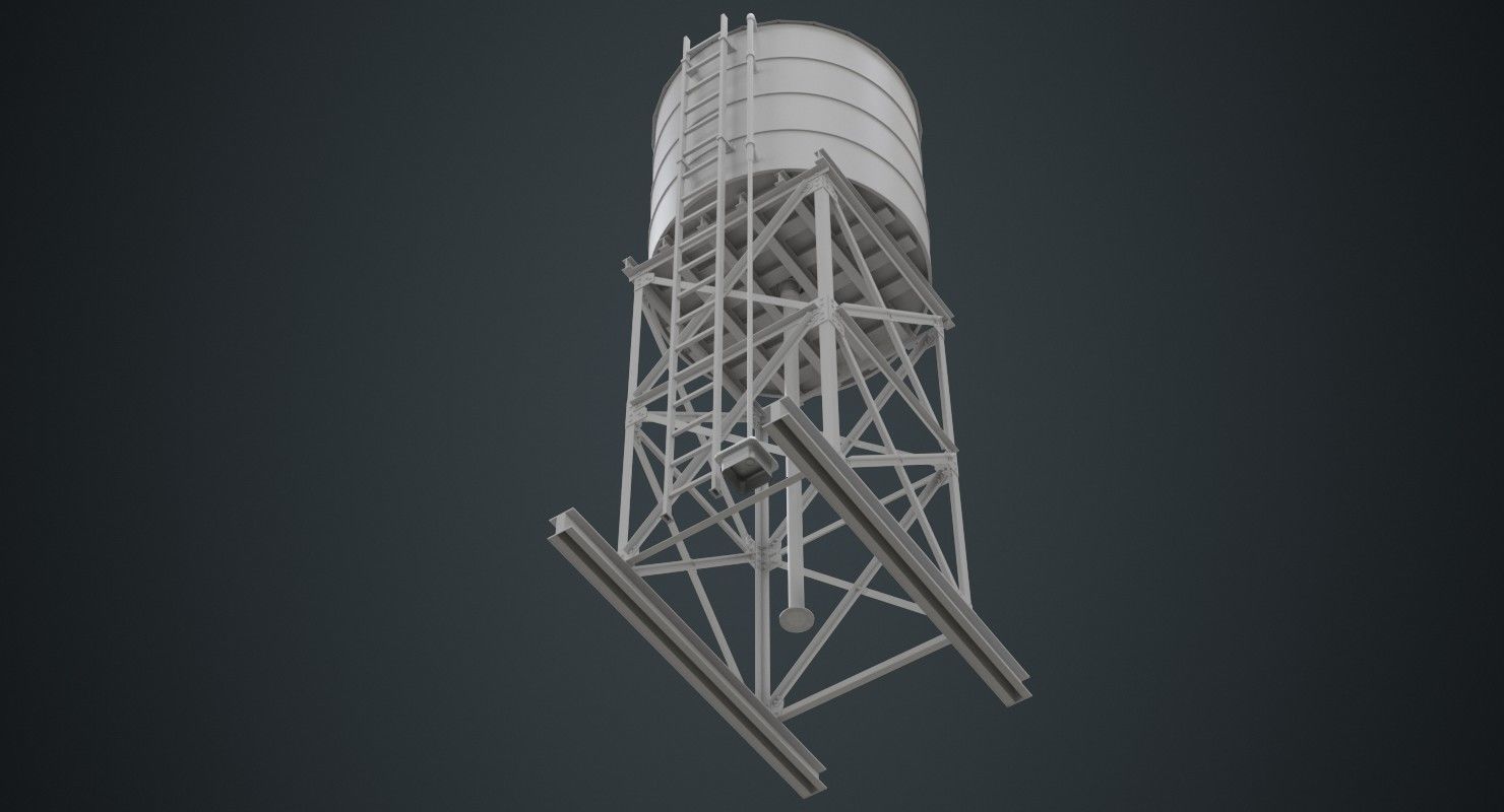 Water Tank 1A Low-poly 3D model_4
