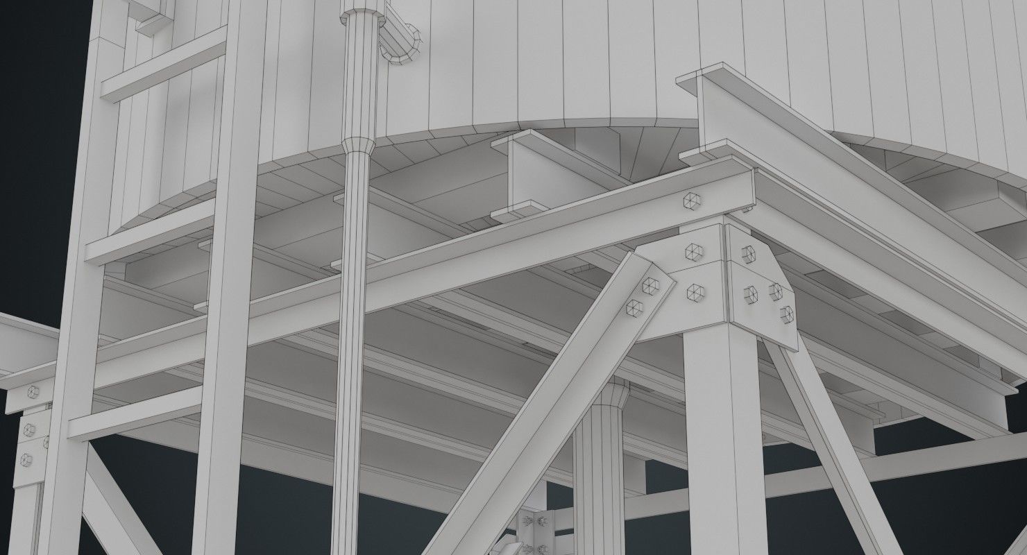 Water Tank 1A Low-poly 3D model_9