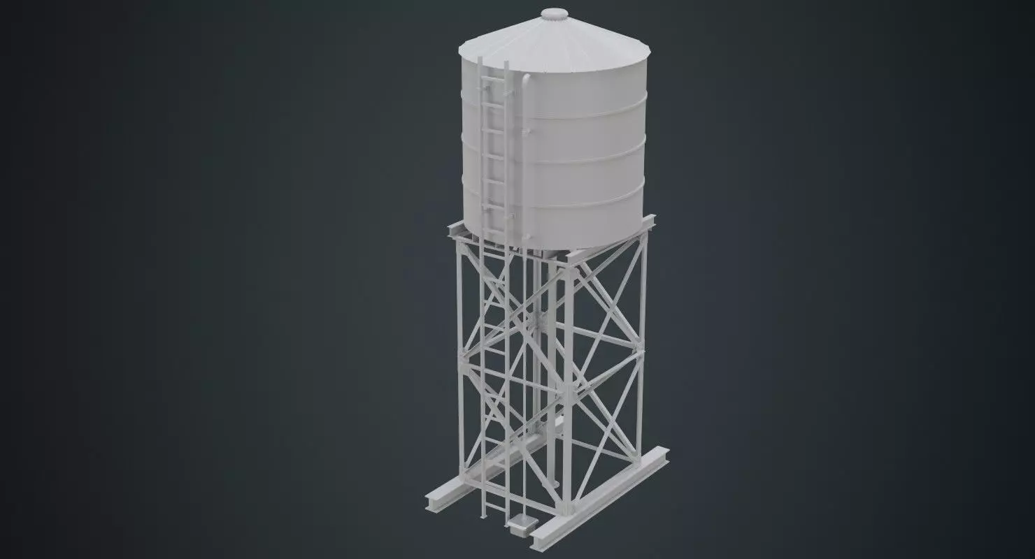 Water Tank 1A Low-poly 3D model_0