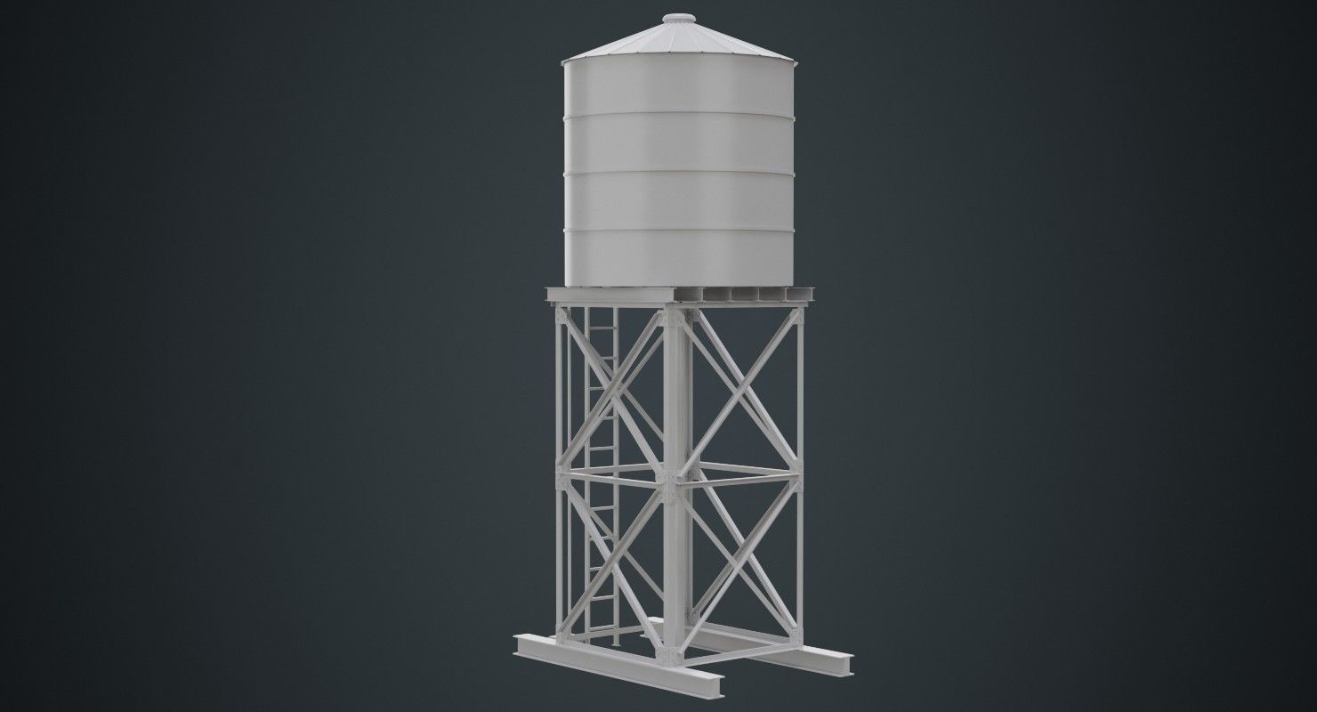 Water Tank 1A Low-poly 3D model_3