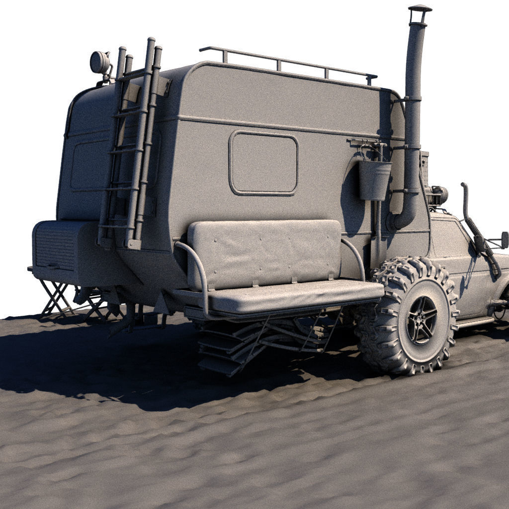 Post Apocalyptic Caravan Truck 3D model_7
