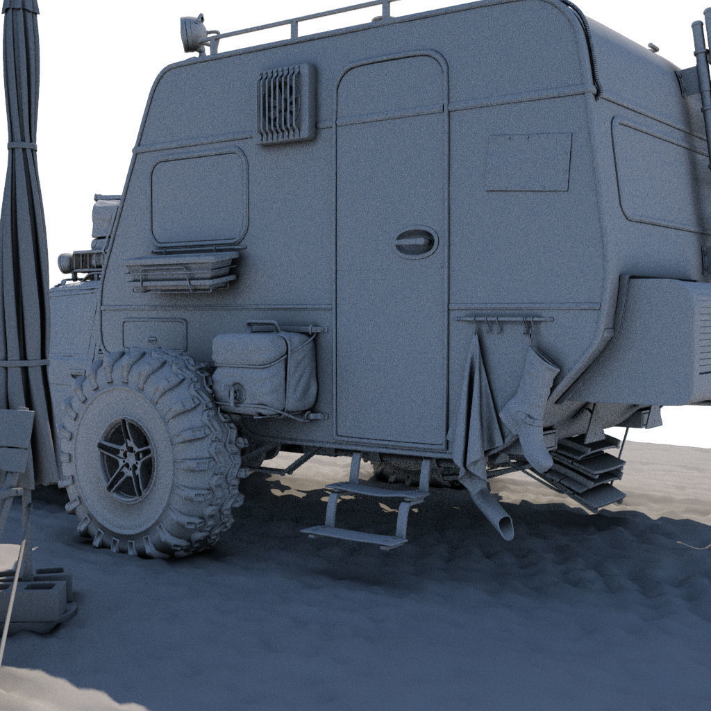 Post Apocalyptic Caravan Truck 3D model_9