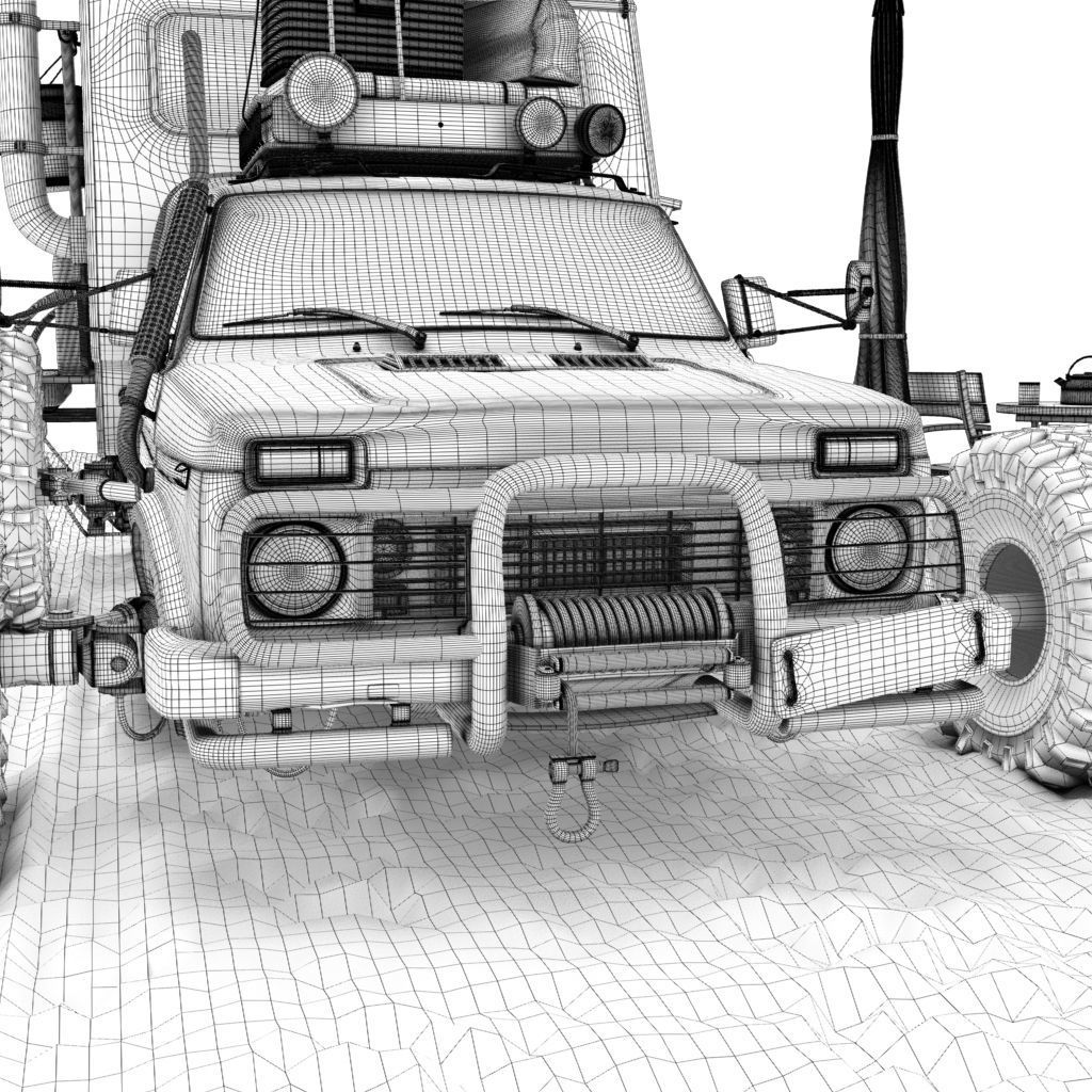 Post Apocalyptic Caravan Truck 3D model_20