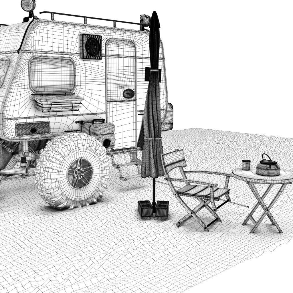 Post Apocalyptic Caravan Truck 3D model_12
