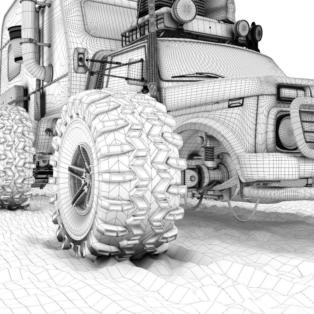 Post Apocalyptic Caravan Truck 3D model_4