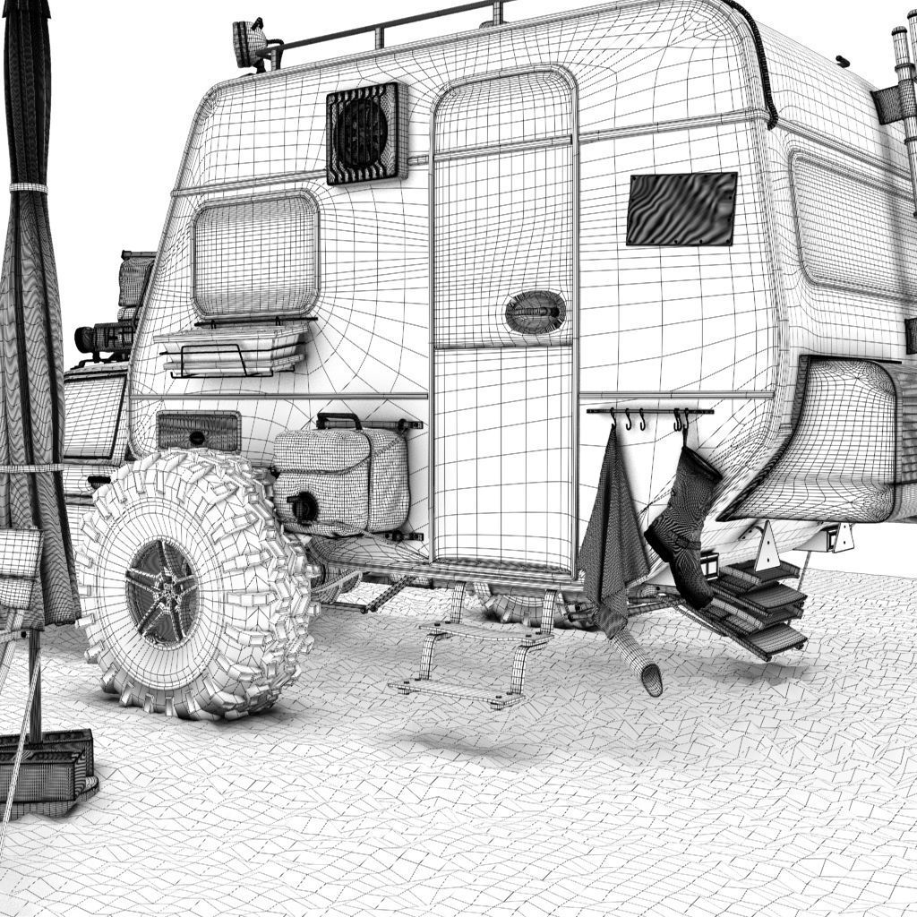 Post Apocalyptic Caravan Truck 3D model_10