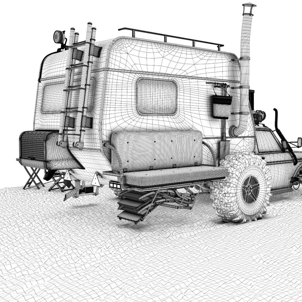 Post Apocalyptic Caravan Truck 3D model_8