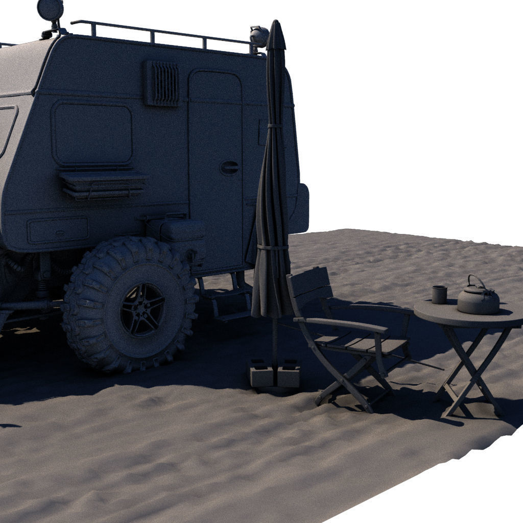 Post Apocalyptic Caravan Truck 3D model_11