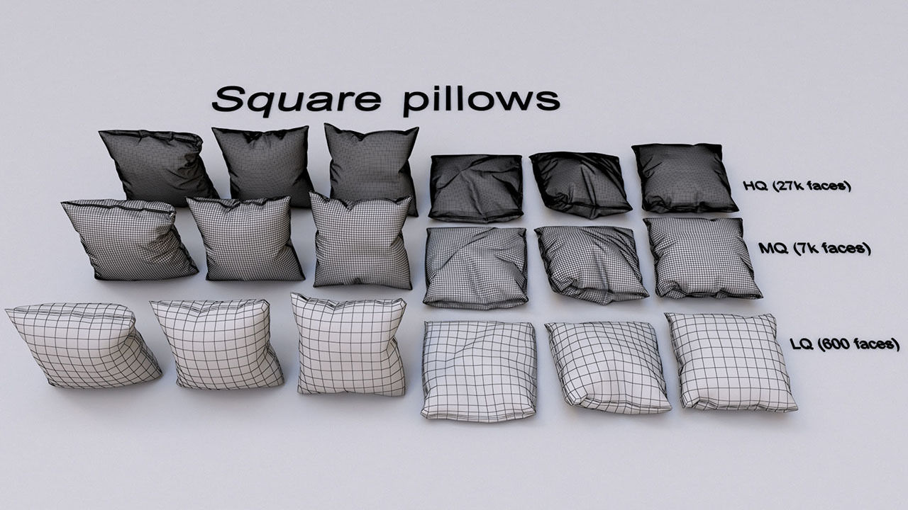 Pillow set of pillows Free 3D model_4