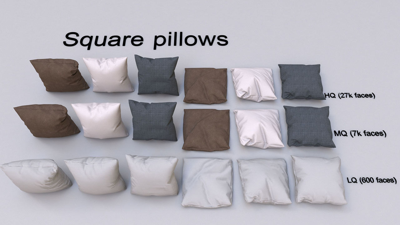 Pillow set of pillows Free 3D model_1