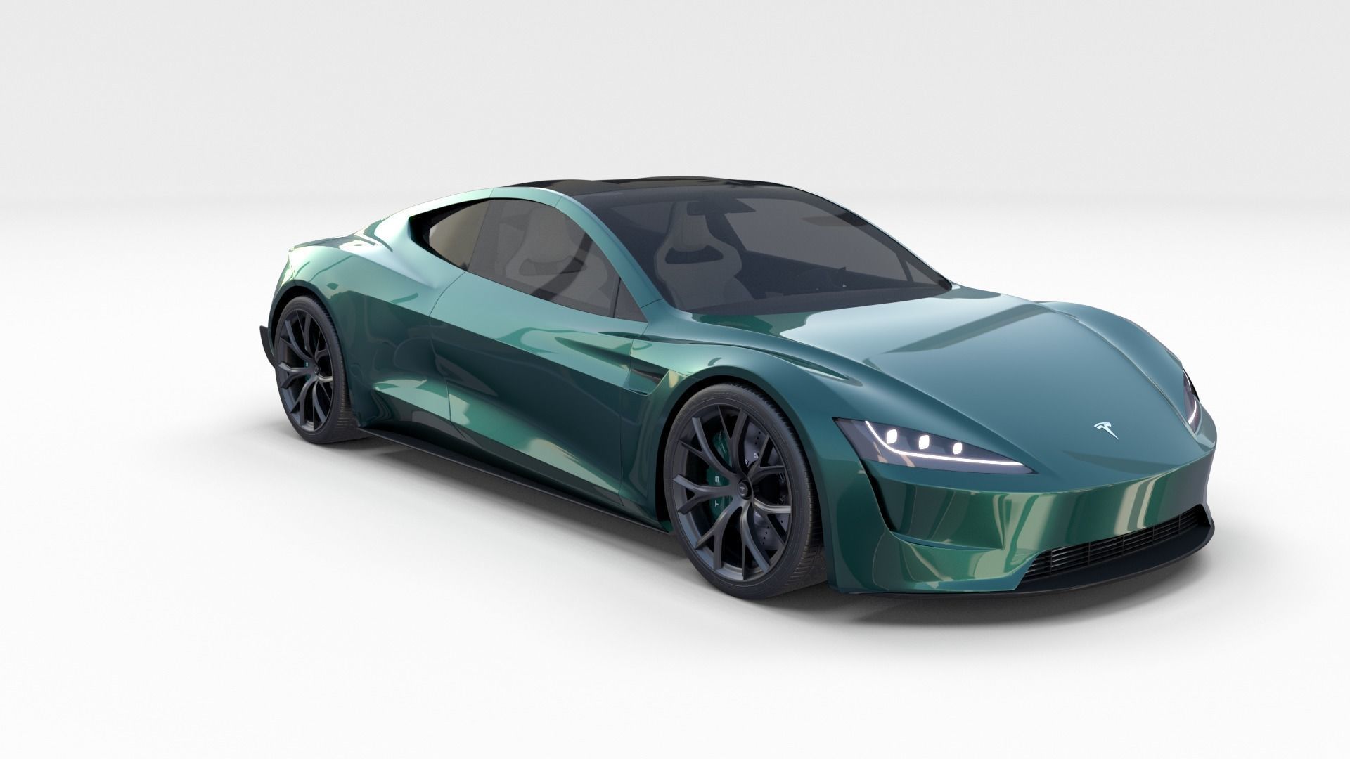 Tesla Roadster Green with Interior 3D model_7