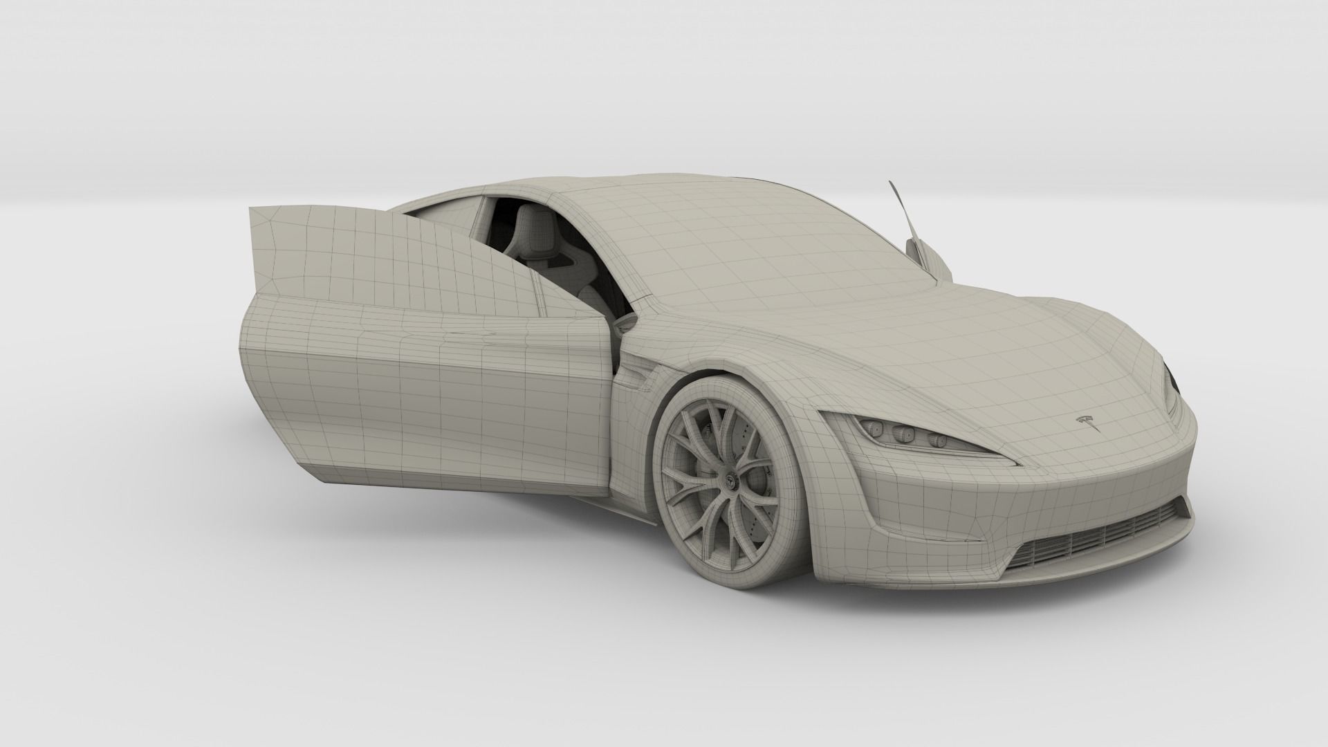Tesla Roadster Green with Interior 3D model_45