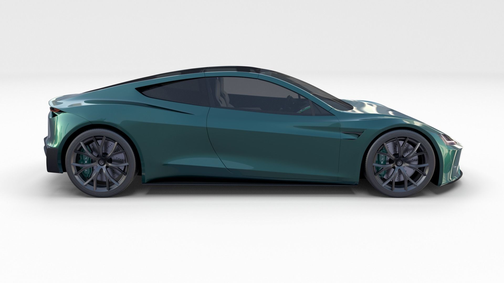 Tesla Roadster Green with Interior 3D model_13