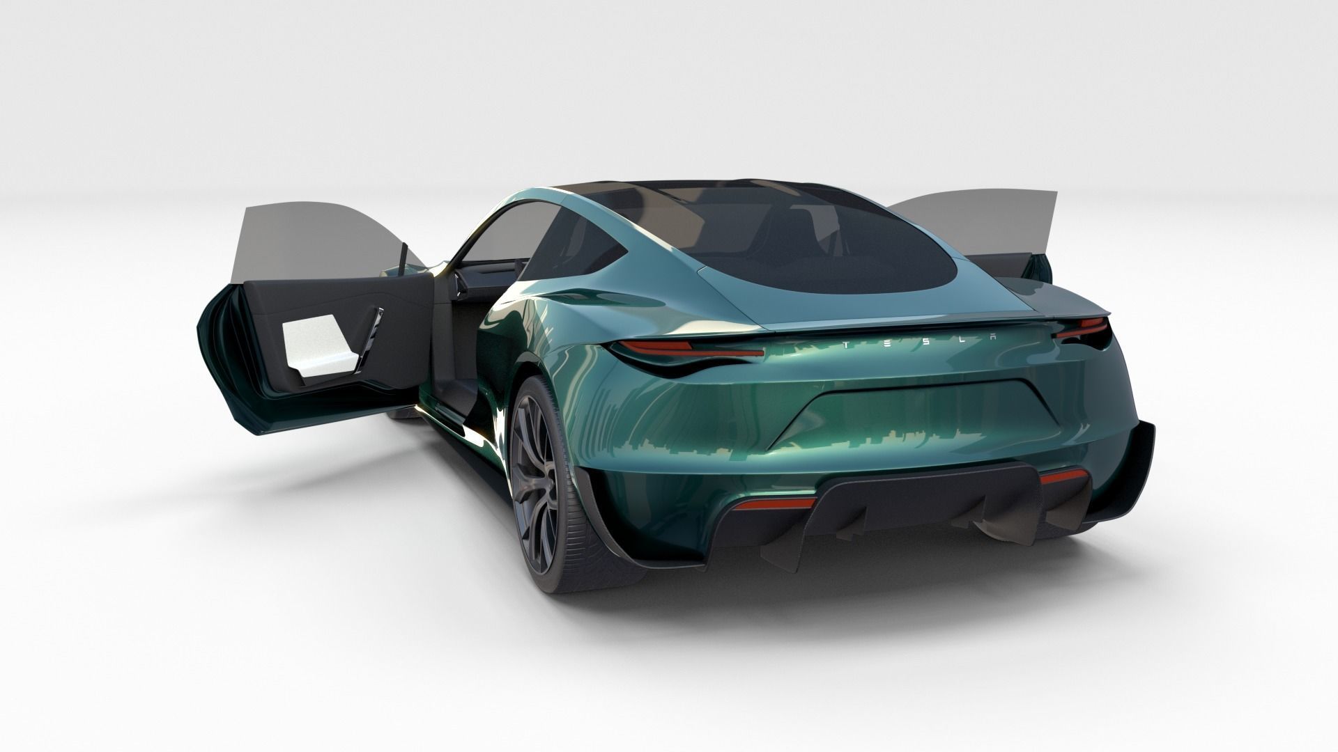 Tesla Roadster Green with Interior 3D model_29