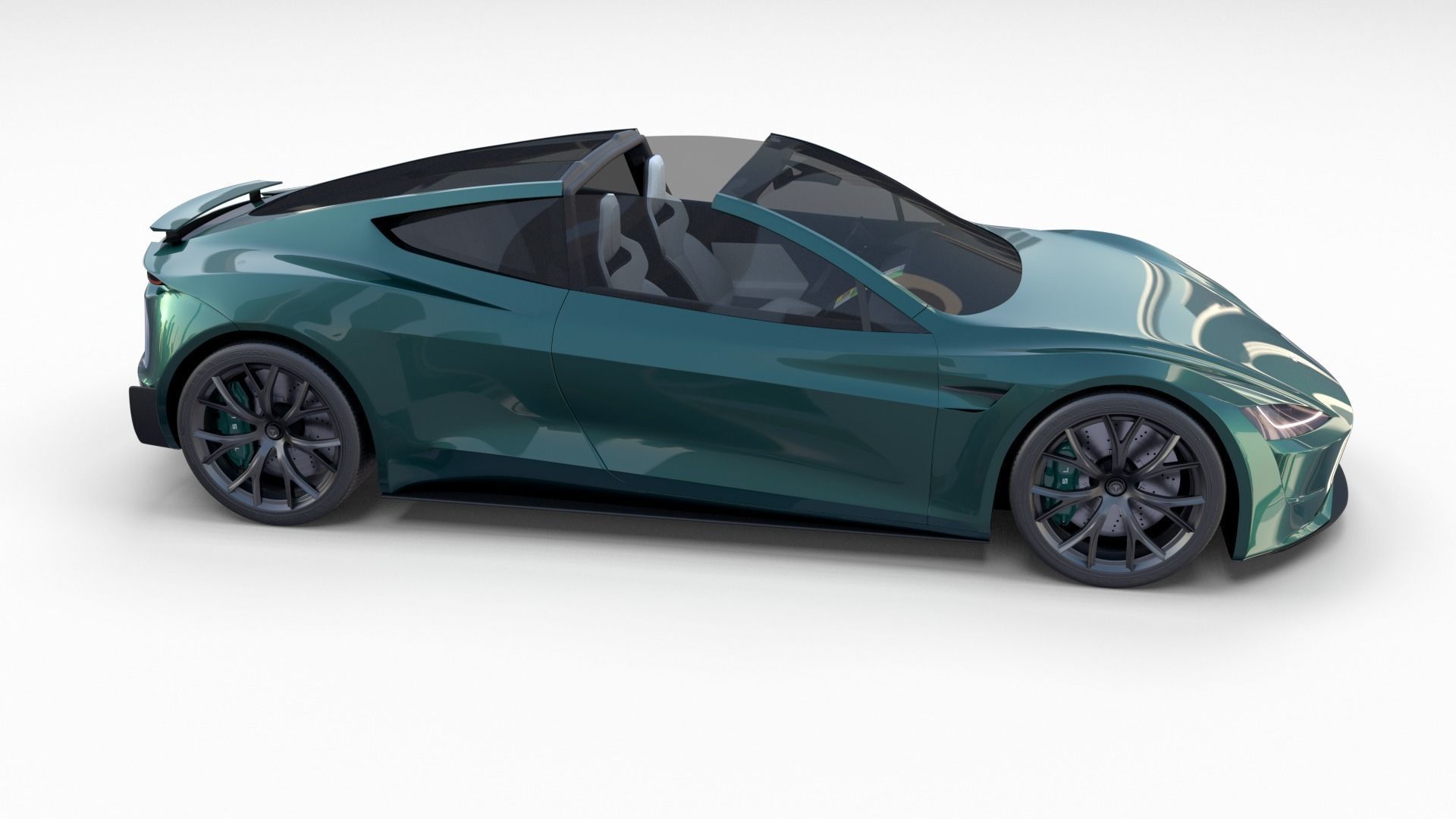 Tesla Roadster Green with Interior 3D model_53