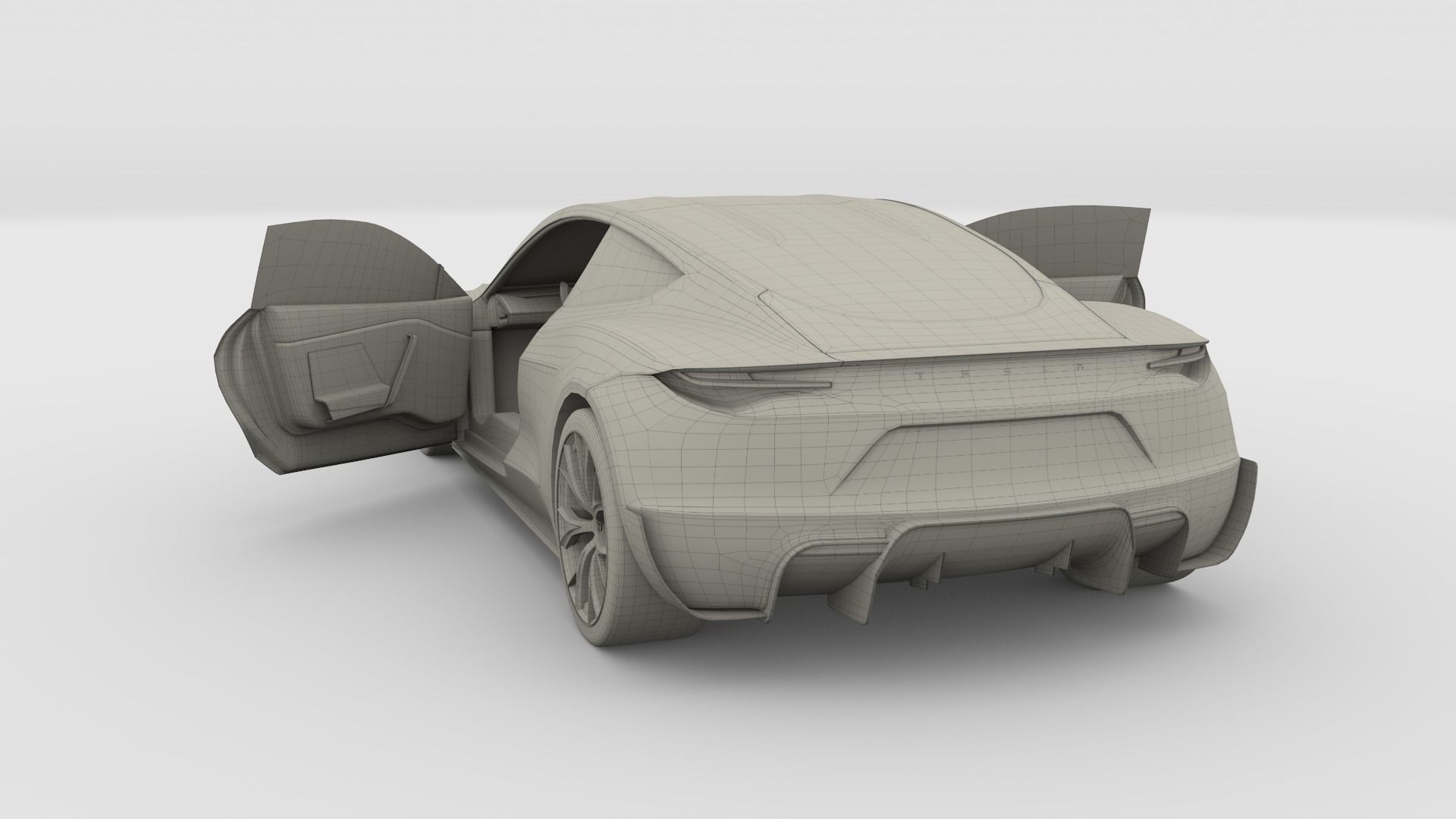 Tesla Roadster Green with Interior 3D model_33