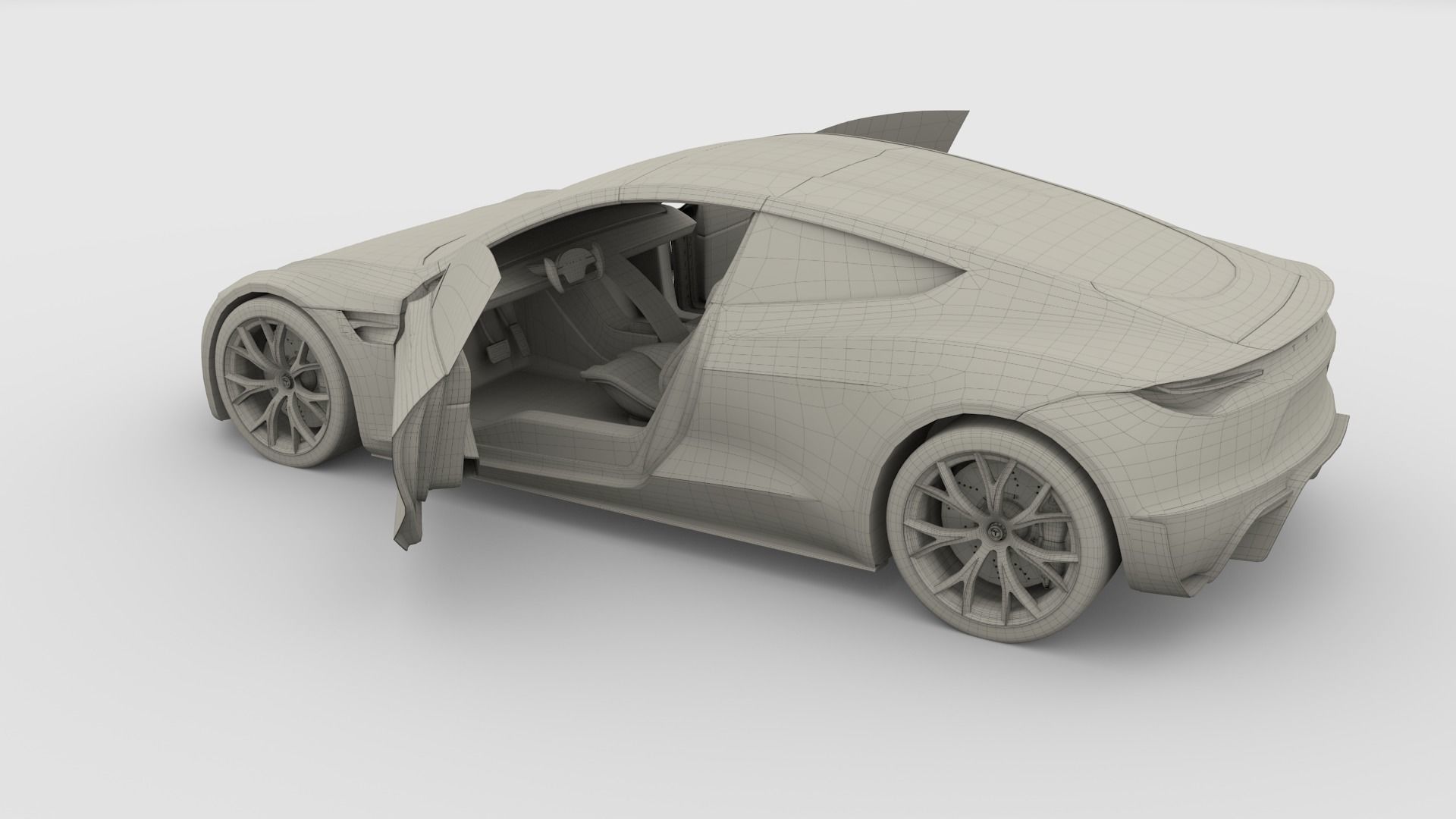 Tesla Roadster Green with Interior 3D model_32