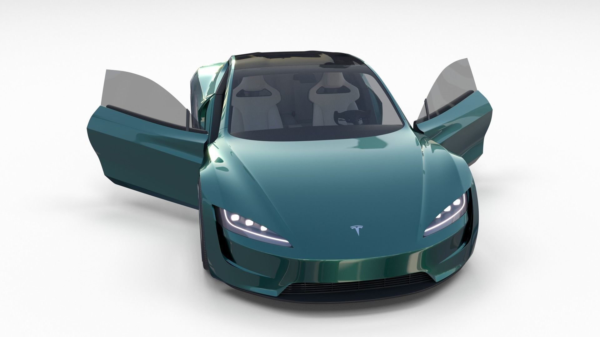 Tesla Roadster Green with Interior 3D model_25