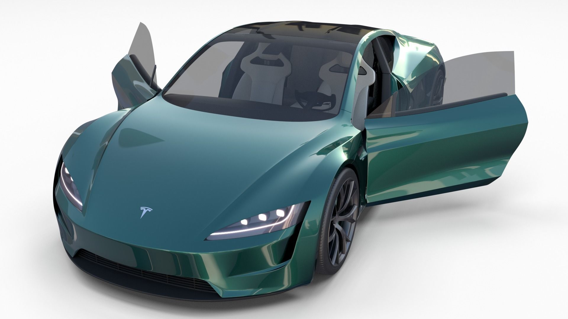 Tesla Roadster Green with Interior 3D model_26