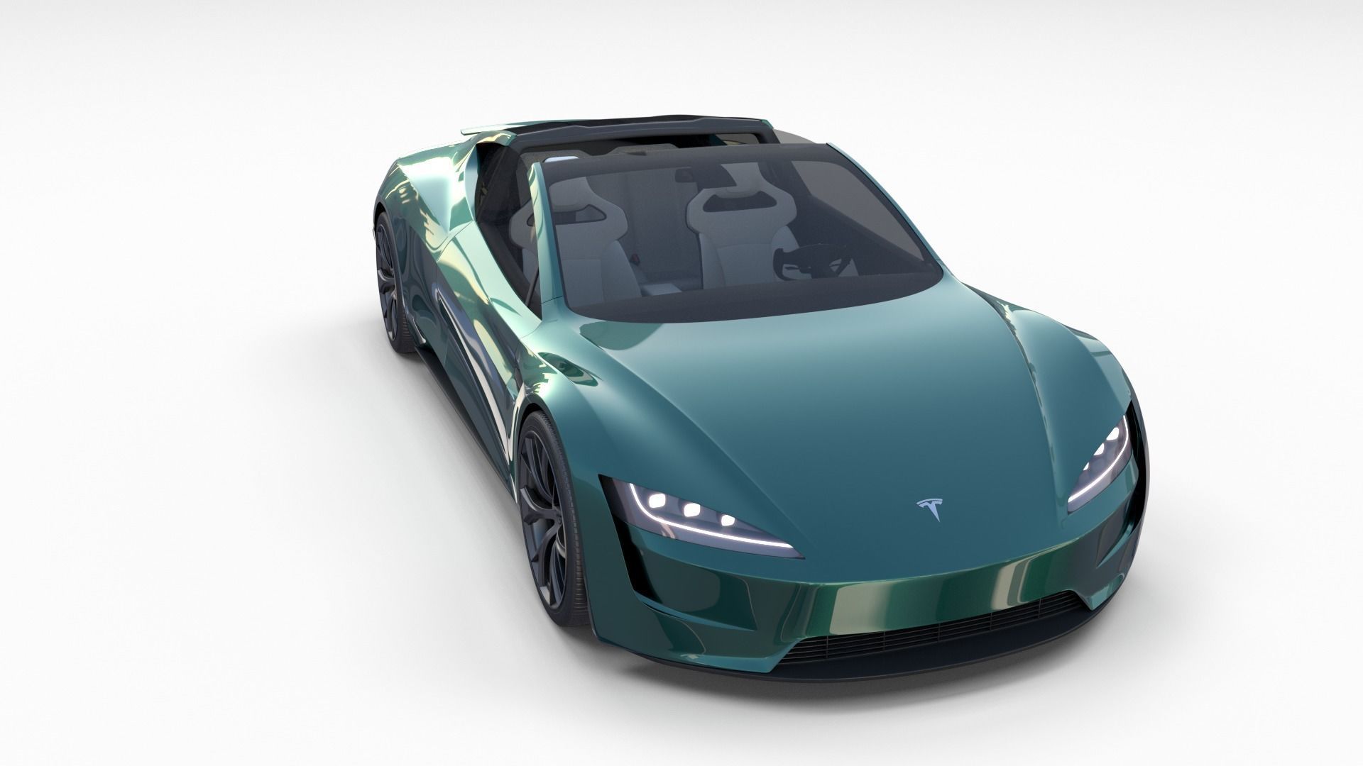 Tesla Roadster Green with Interior 3D model_54
