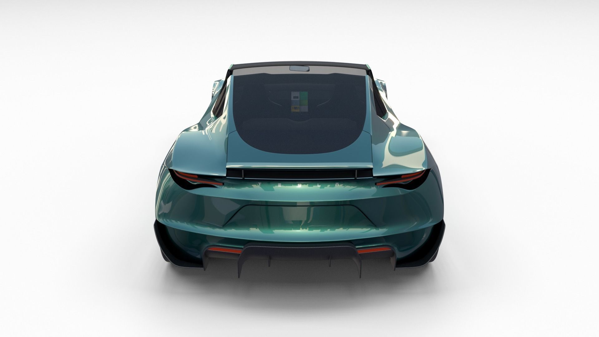 Tesla Roadster Green with Interior 3D model_52