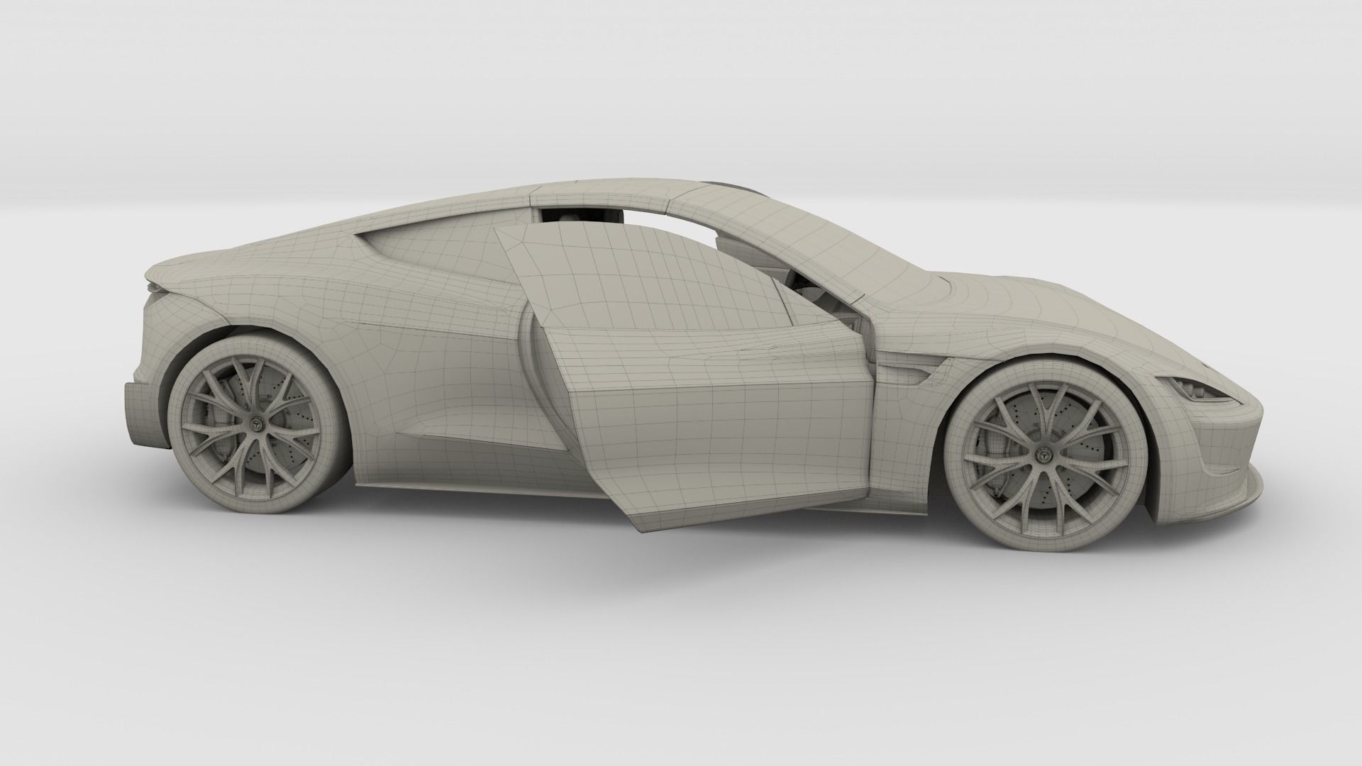 Tesla Roadster Green with Interior 3D model_31