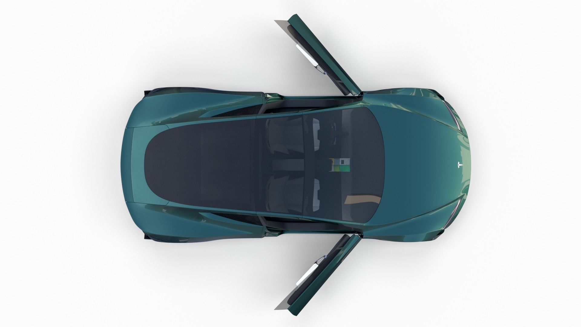 Tesla Roadster Green with Interior 3D model_4
