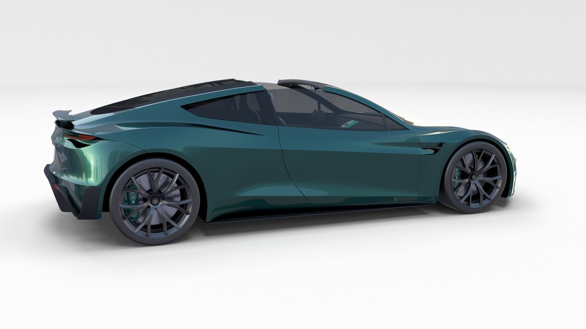Tesla Roadster Green with Interior 3D model_47