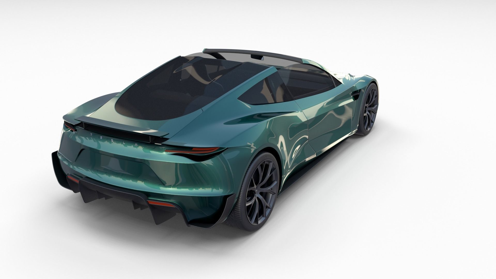 Tesla Roadster Green with Interior 3D model_55
