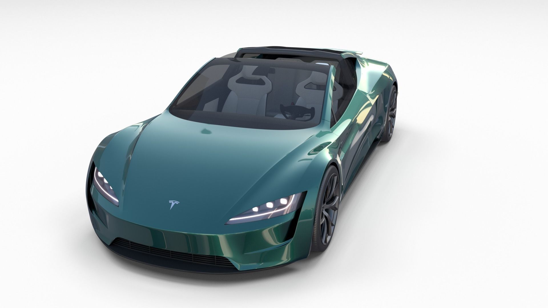 Tesla Roadster Green with Interior 3D model_50