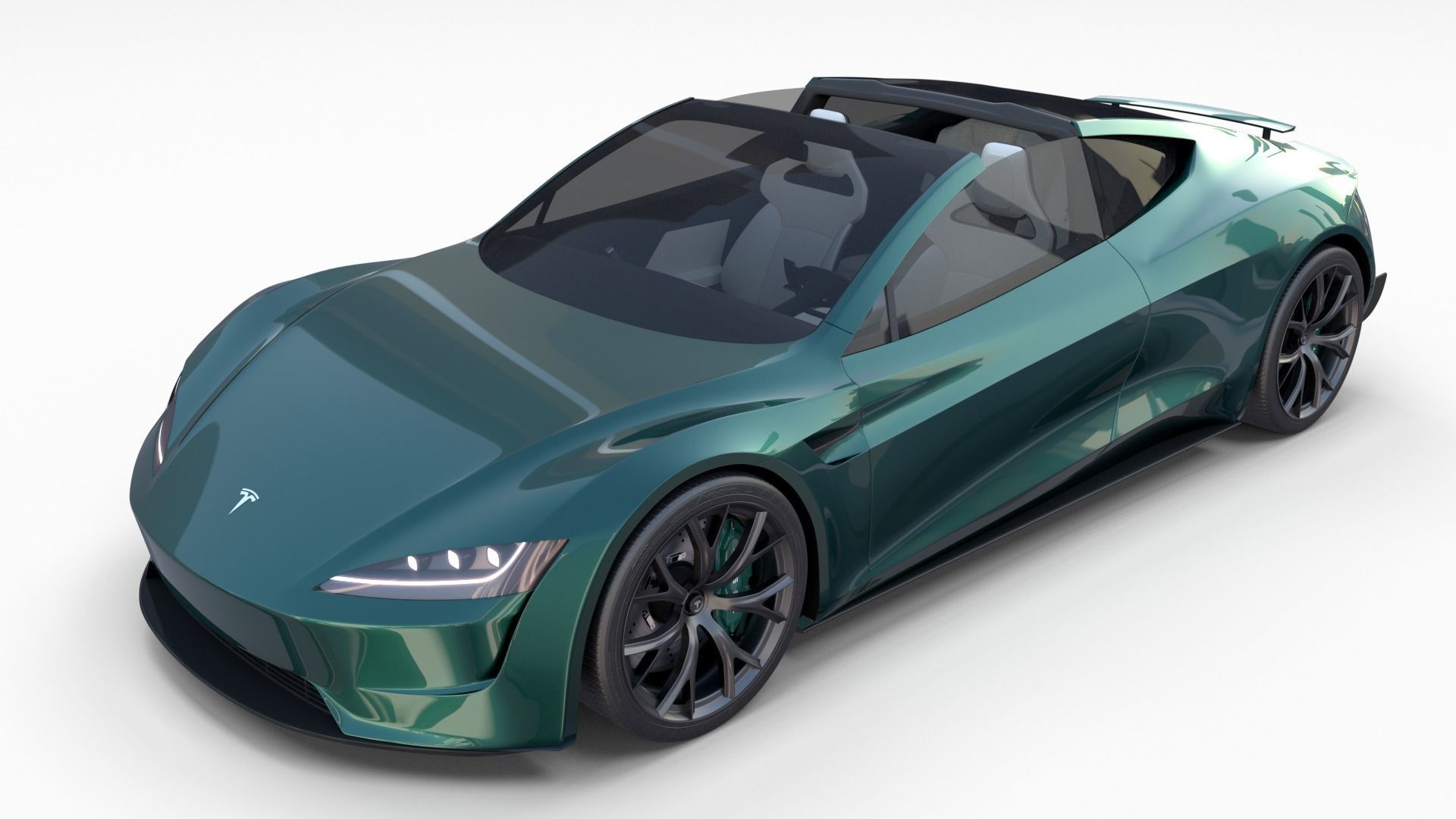 Tesla Roadster Green with Interior 3D model_56