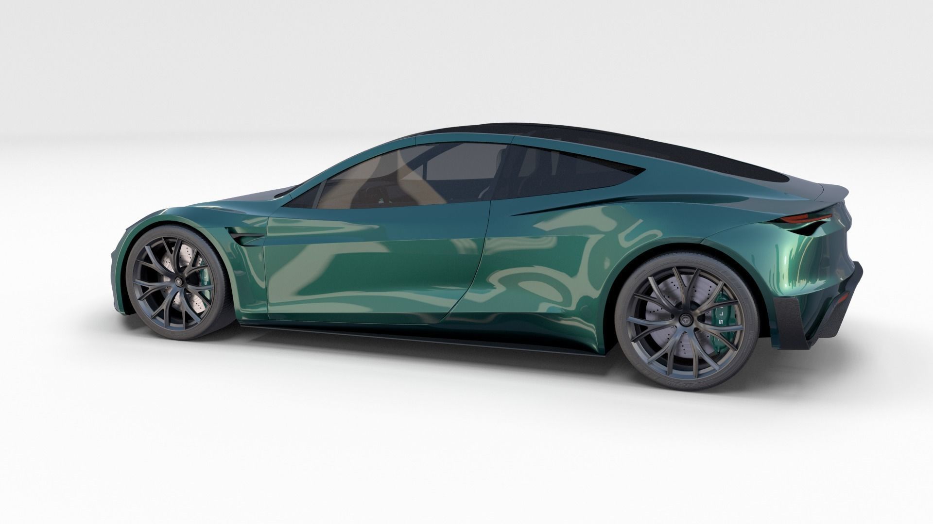 Tesla Roadster Green with Interior 3D model_23