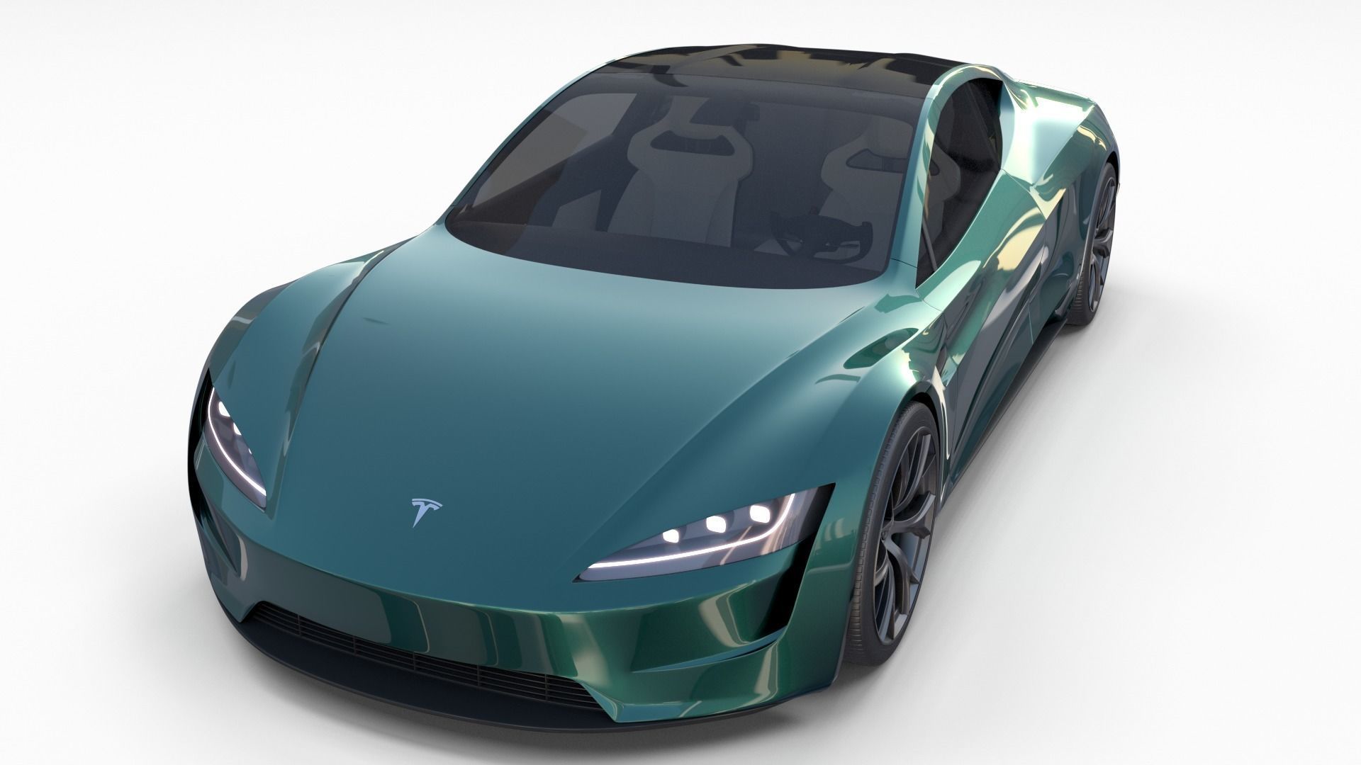 Tesla Roadster Green with Interior 3D model_11