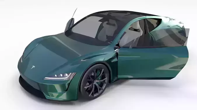 Tesla Roadster Green with Interior 3D model