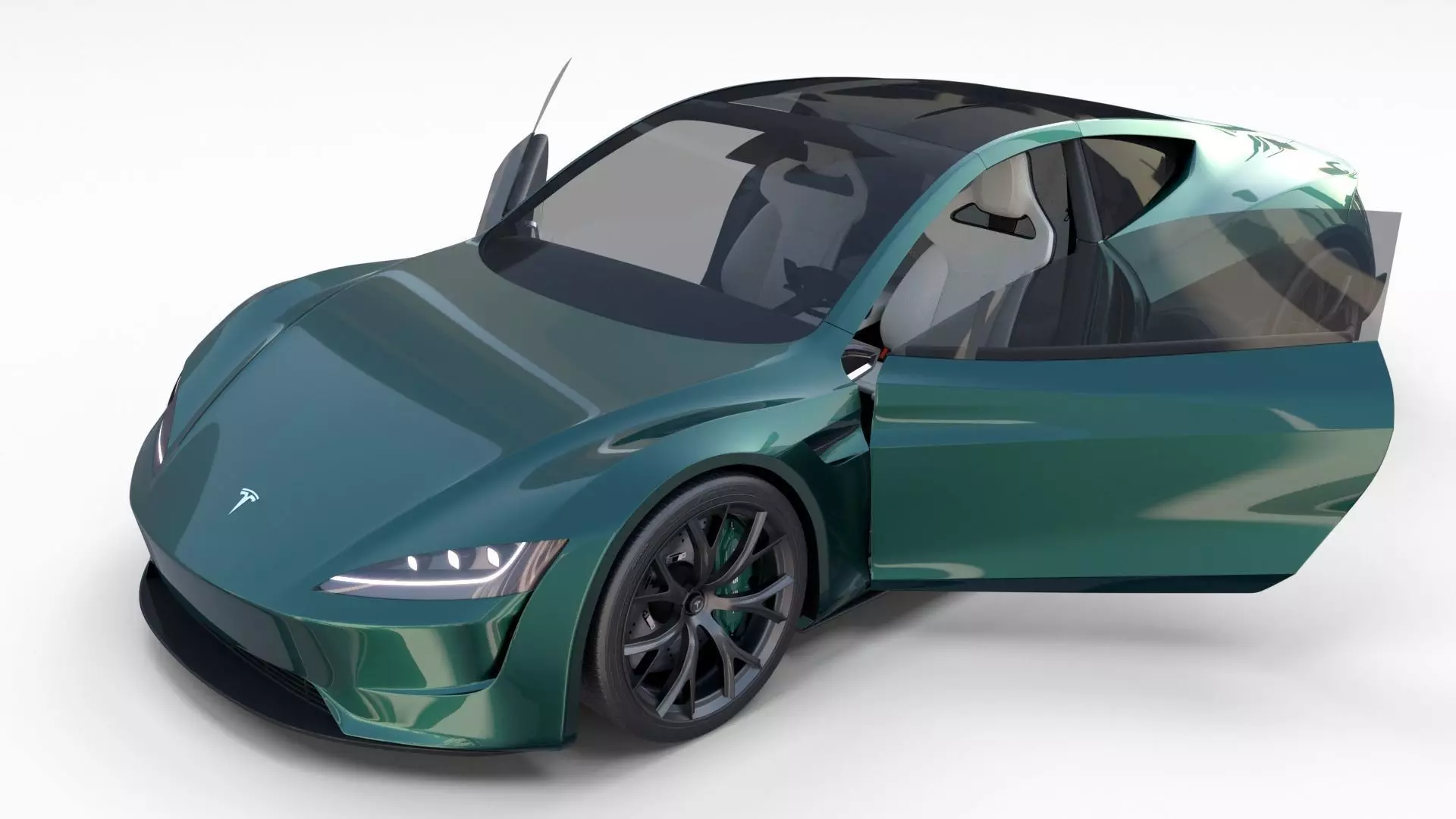 Tesla Roadster Green with Interior 3D model_0