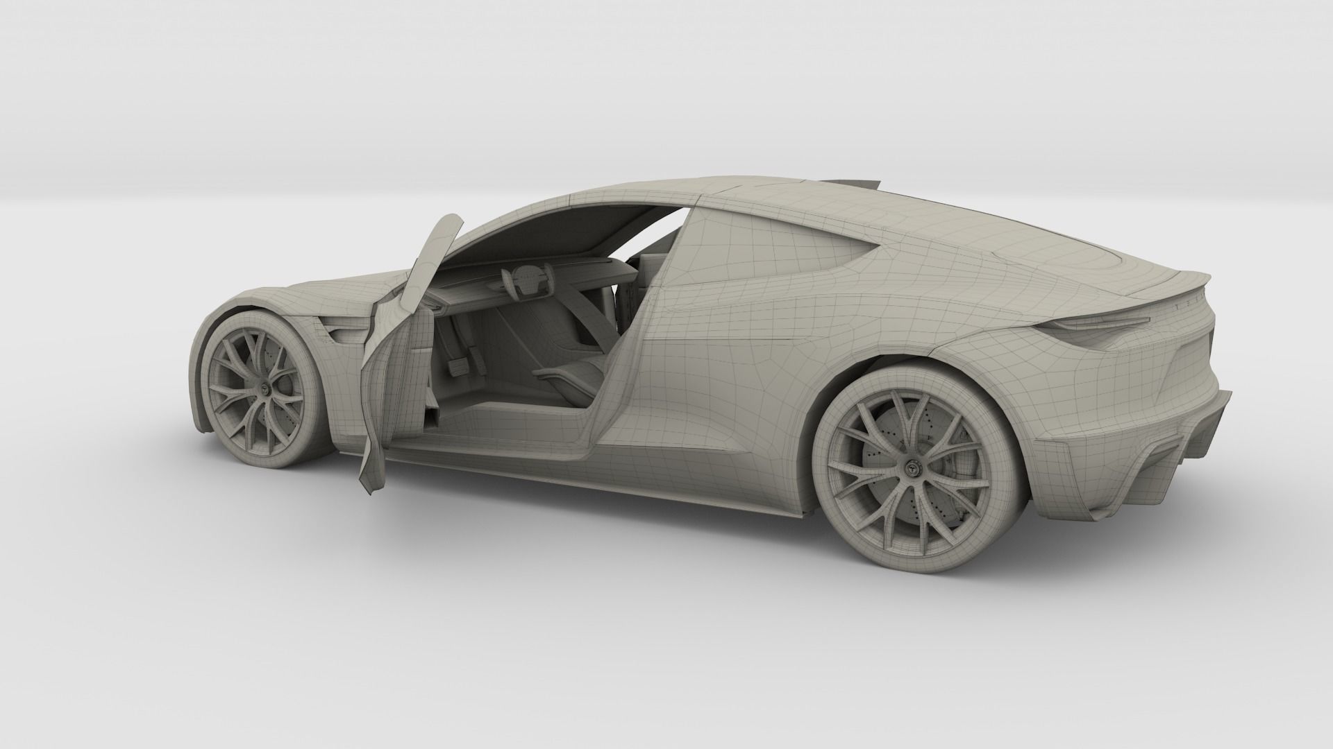 Tesla Roadster Green with Interior 3D model_27