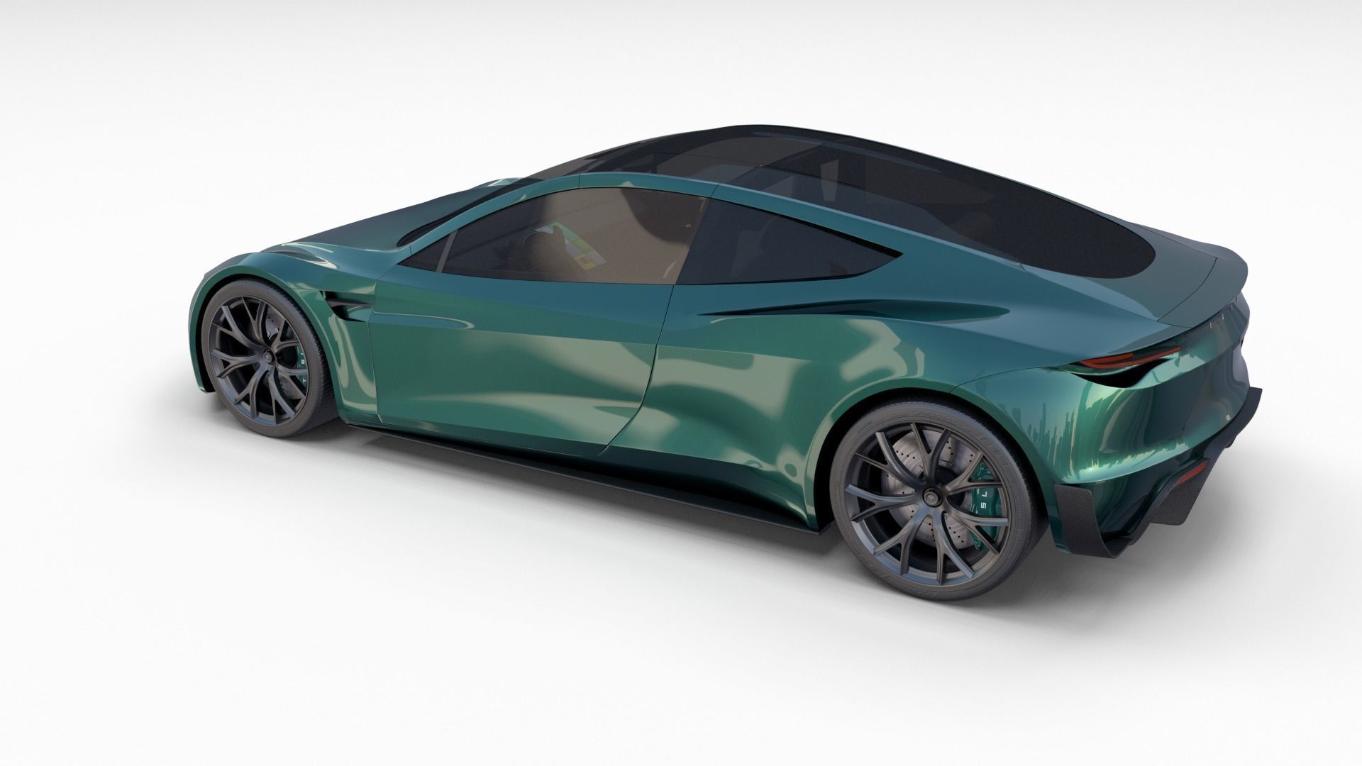 Tesla Roadster Green with Interior 3D model_28