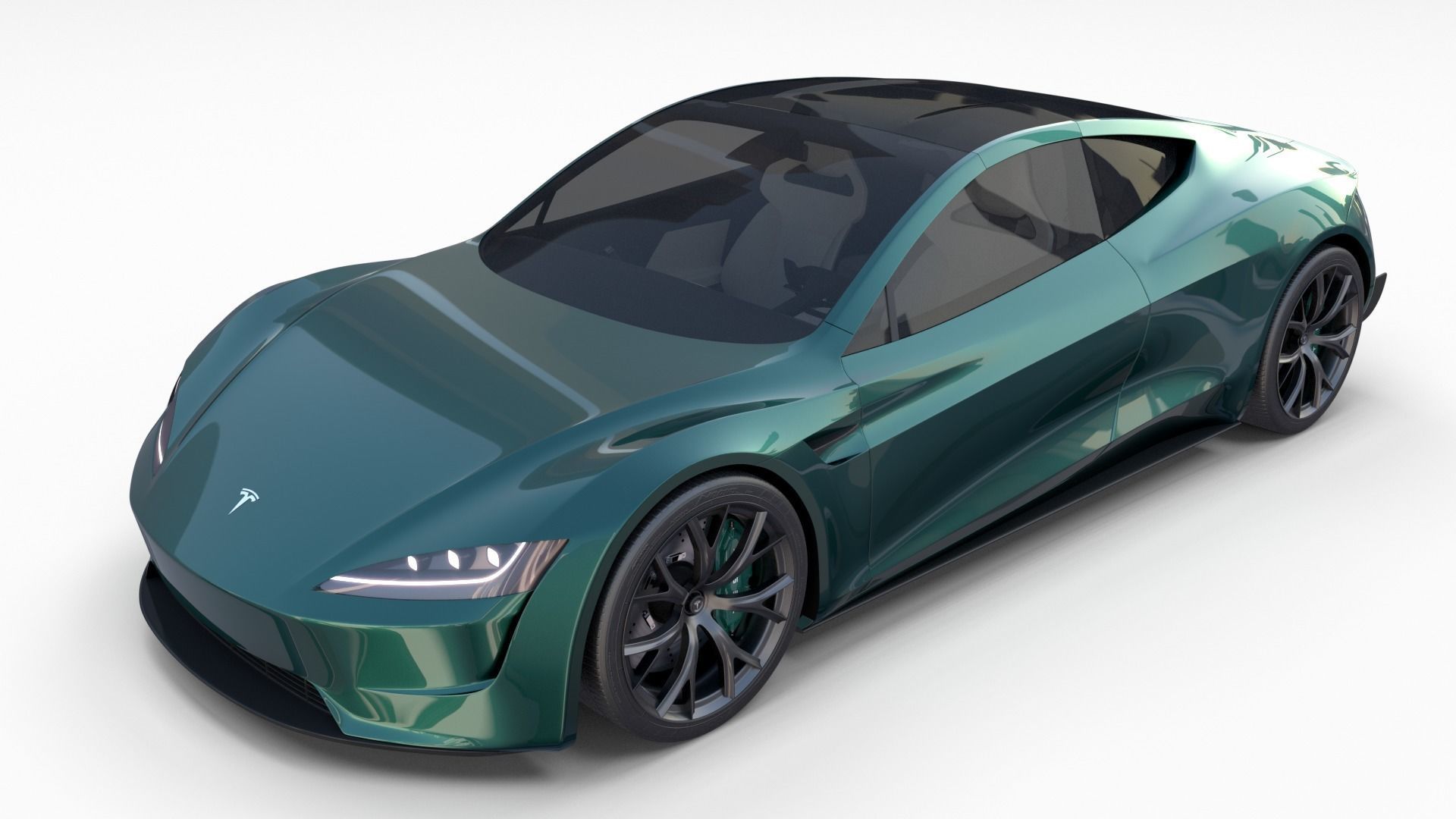 Tesla Roadster Green with Interior 3D model_14