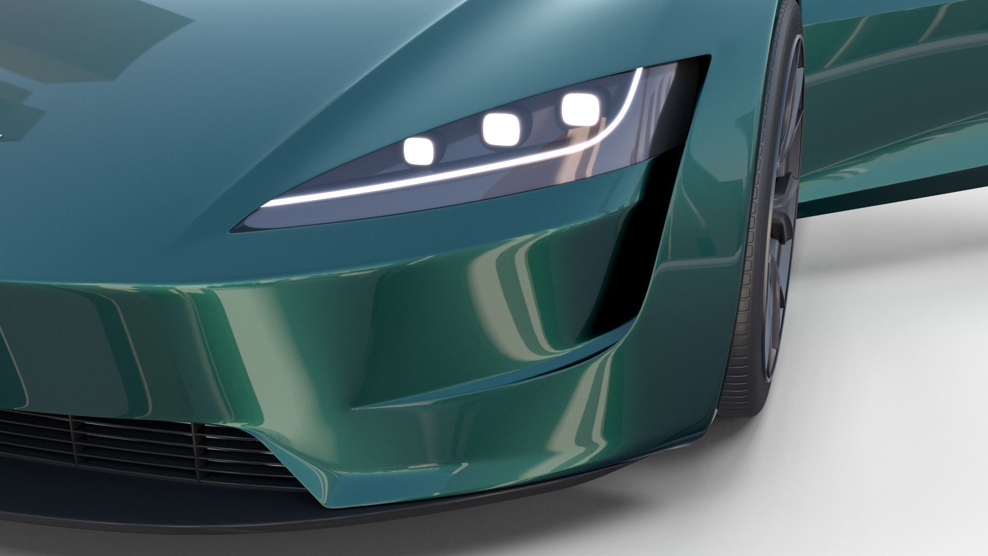 Tesla Roadster Green with Interior 3D model_30