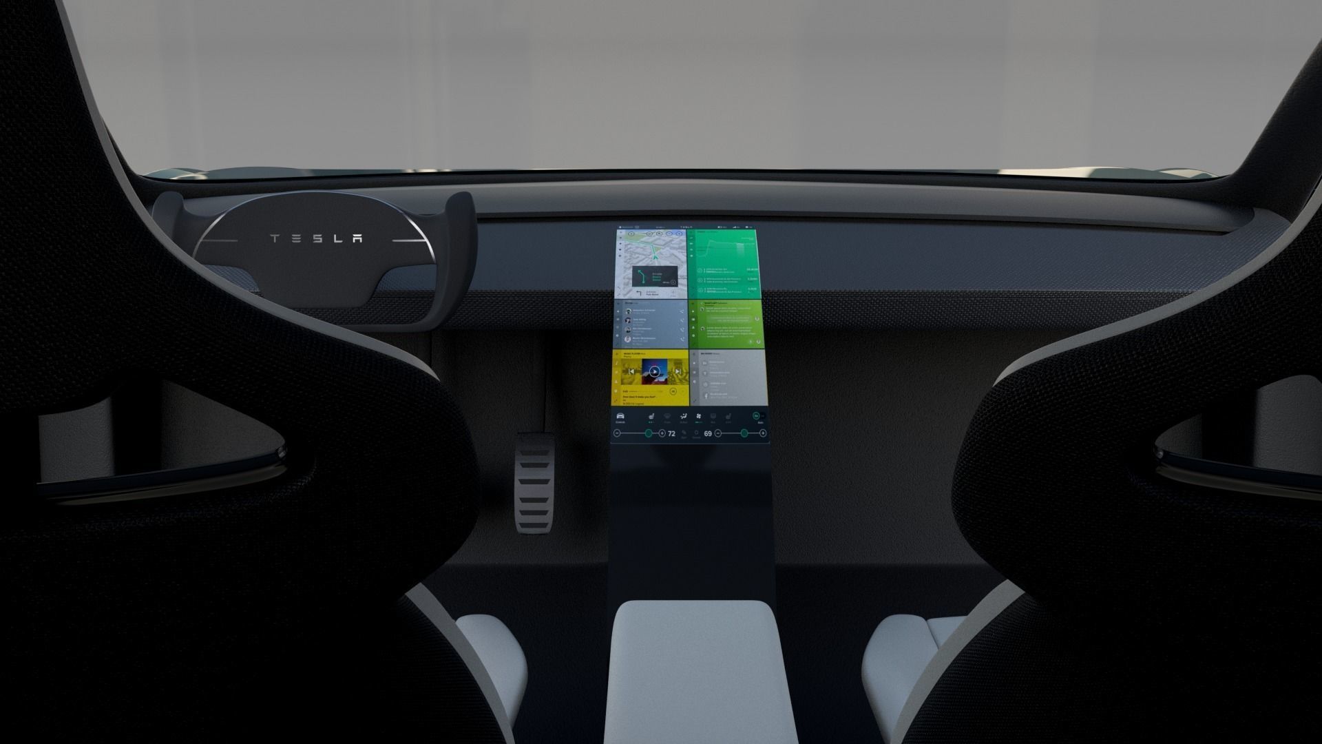 Tesla Roadster Green with Interior 3D model_1