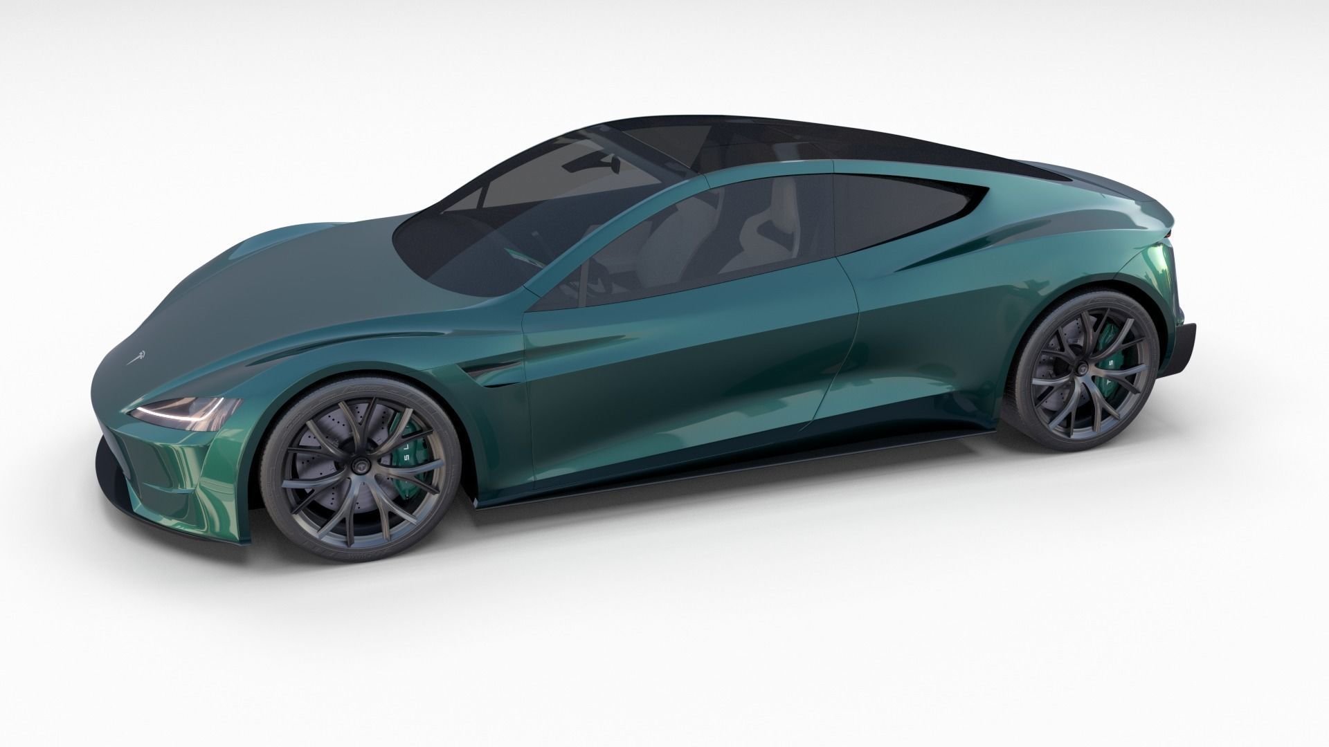 Tesla Roadster Green with Interior 3D model_17
