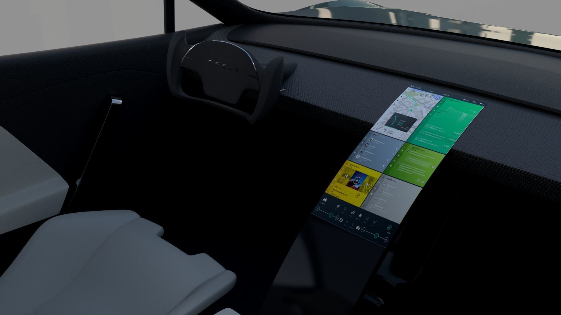 Tesla Roadster Green with Interior 3D model_2