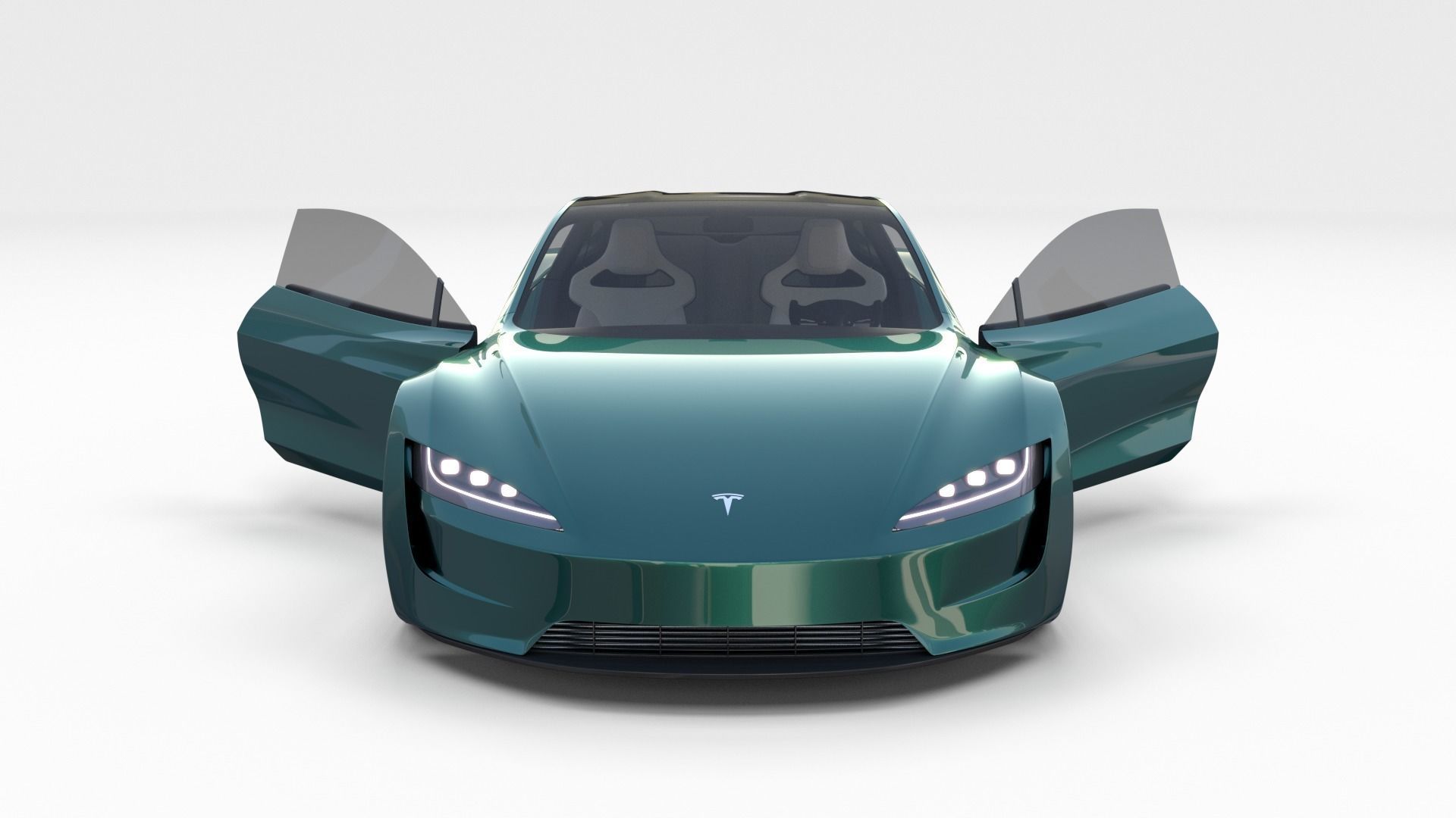 Tesla Roadster Green with Interior 3D model_16