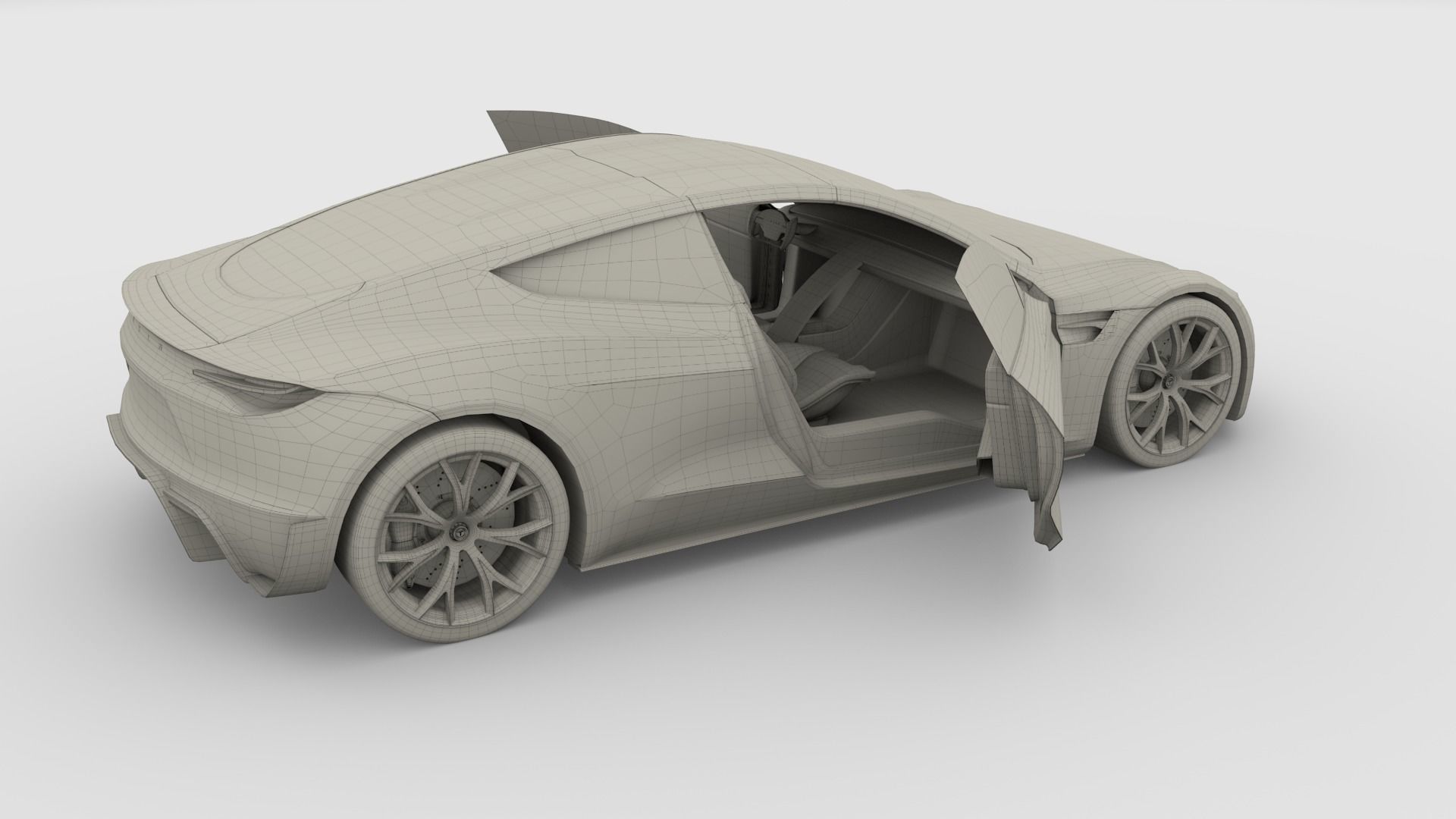 Tesla Roadster Green with Interior 3D model_35