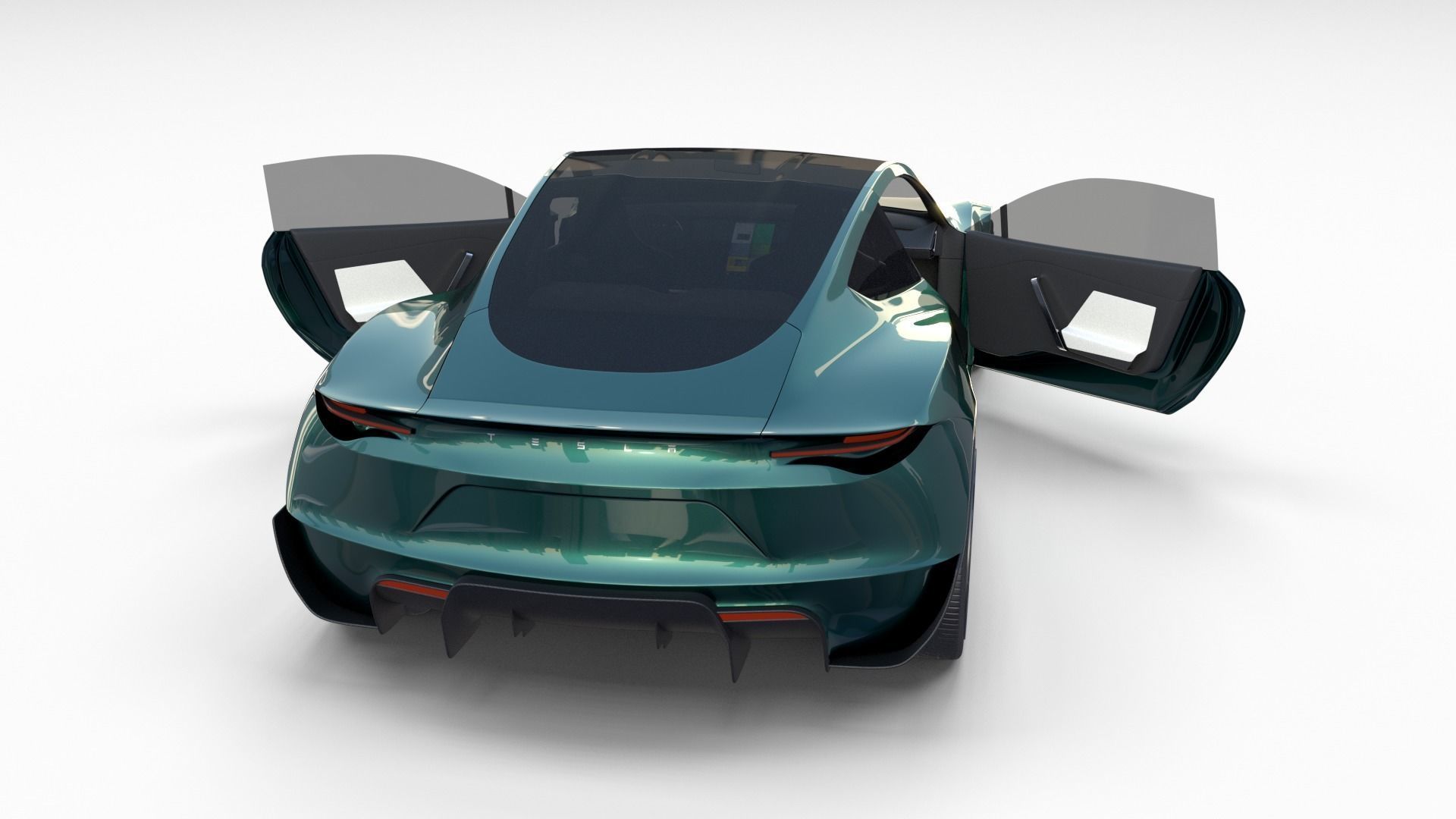 Tesla Roadster Green with Interior 3D model_24