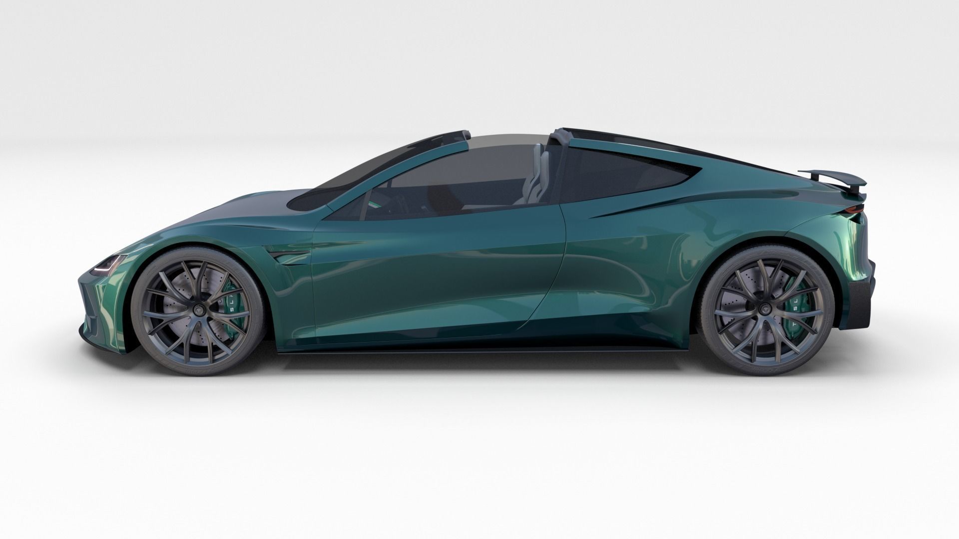 Tesla Roadster Green with Interior 3D model_42