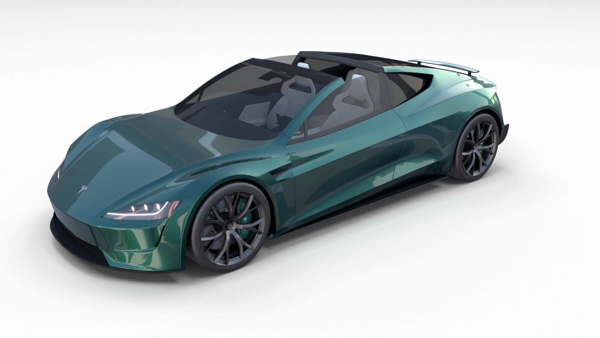 Tesla Roadster Green with Interior 3D model_3