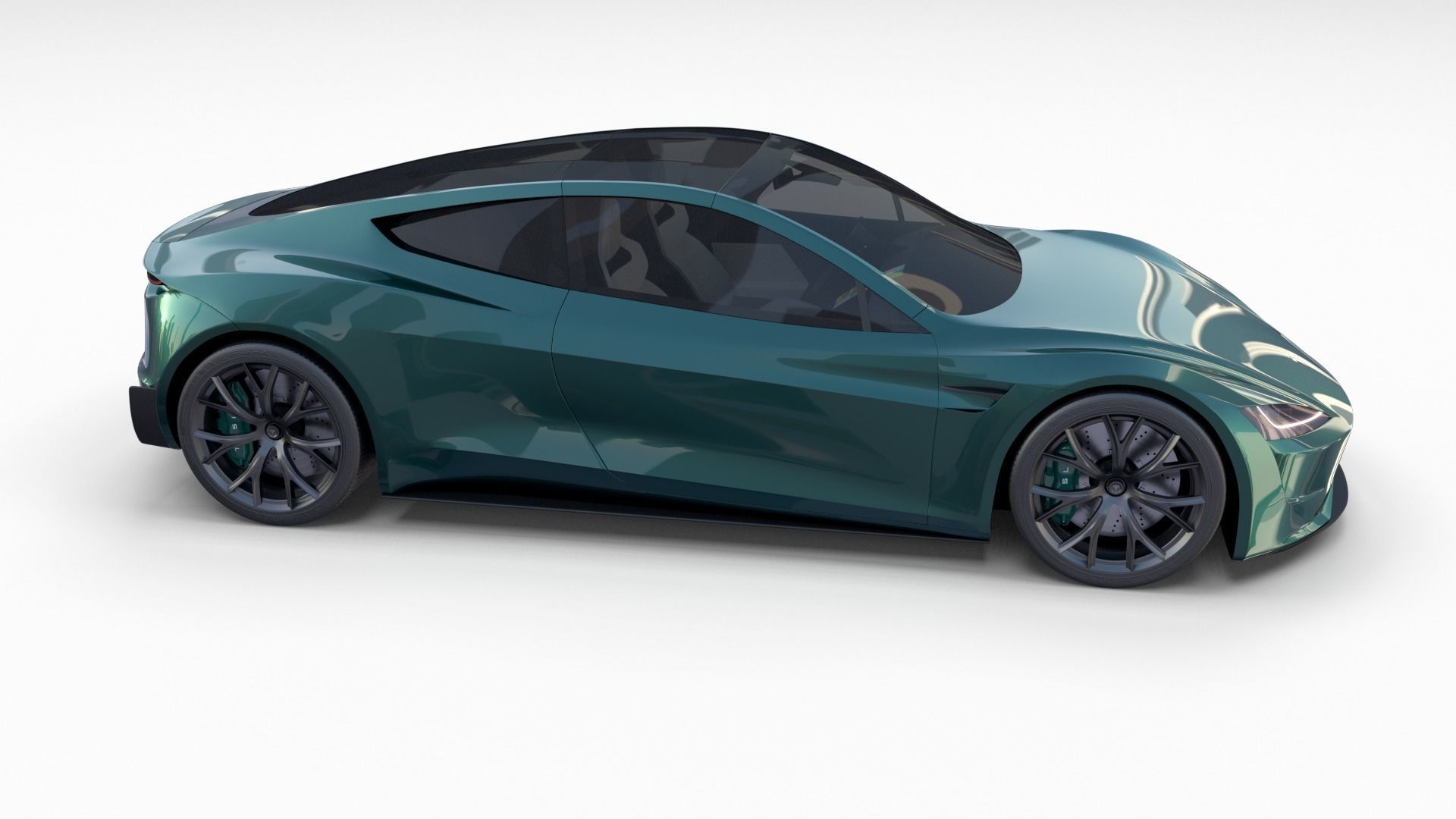 Tesla Roadster Green with Interior 3D model_18