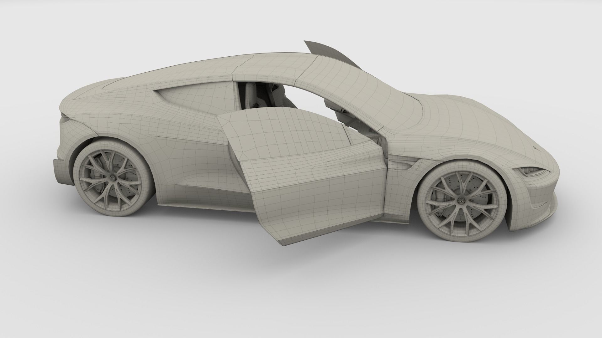 Tesla Roadster Green with Interior 3D model_38
